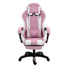 GENERICO - Silla Gamer Lyzor con Posapiés SGPTWN135A Rosa y Blanca