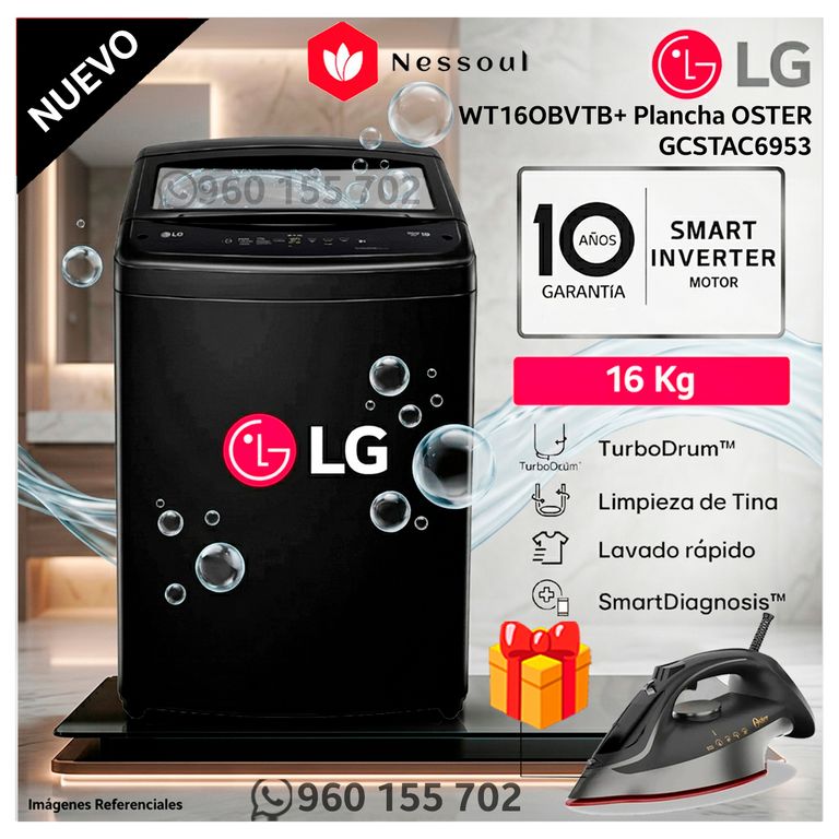 Lavadora WT16OBVTB 16 kg Carga Superior TurboDrum - Negro + REGALO