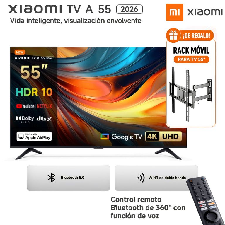Televisor A 55 4K UHD (Versión 2026) + RACK para TV 55
