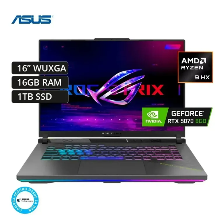 ROG Strix G16 , Ryzen 9-8940HX, 16GB RAM, 1TB SSD, RTX 5070 8GB, 16″ WUXGA, Windows 11