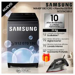SAMSUNG - Lavadora 19kg Ecobubble WA40F19E7CPE Gris Grafito + REGALO