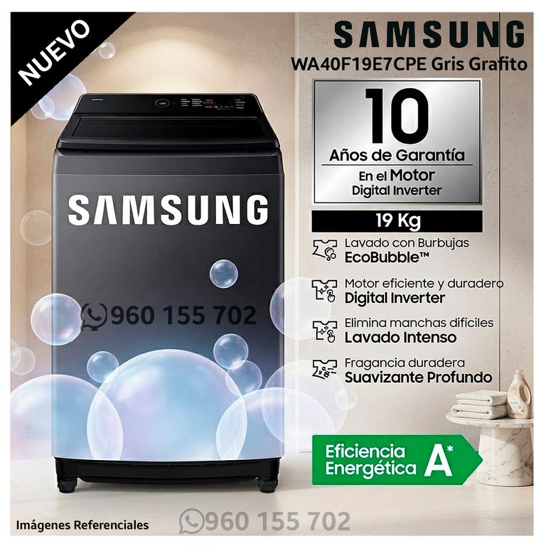 Lavadora 19kg Ecobubble WA40F19E7CPE Gris Grafito