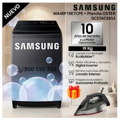 SAMSUNG - Lavadora 19kg Ecobubble WA40F19E7CPE Gris Grafito + REGALO