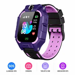 OEM - Smartwatch para Niños Q19 con Cámara, Llamadas, Videollamadas, GPSLBS y Botón SOS- Morado