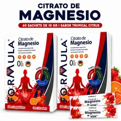FORMULA V - Pack x2 Citrato de Magnesio 60 Sachets Tropical Citrus Premium -
