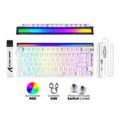 OEM - Teclado Magnetico Attack Shark R85 HE con Cable C01ULTRA LED 8Khz White Contour Line