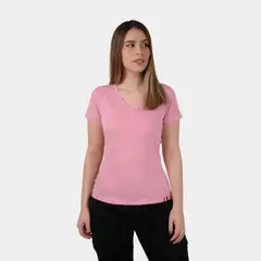 PAPIROS DENIM - Polo Básico Mujer Algodón Cuello V Manga Corta