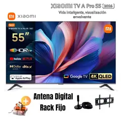 XIAOMI - Televisor Smart TV A PRO 55'' QLED UHD 4K GoogleTV 2026 + Ant + Rack Fijo