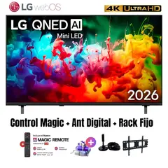 LG - Televisor Smart TV 50'' QNED MiniLED UHD 4K 50QNED70BSA 2026 + Ant + Rack Fijo