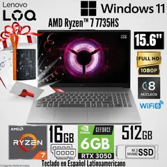 LENOVO - Laptop LOQ 15ARP10E AMD Ryzen 7 7735HS 16GB RAM 512GB SSD RTX 3050-6GB 15.6" 144Hz + Regalo