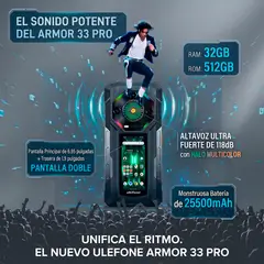 GENERICO - Armor 33 Pro - Celular con Doble Pantalla, aguanta Agua y Golpes, Batería 5 días