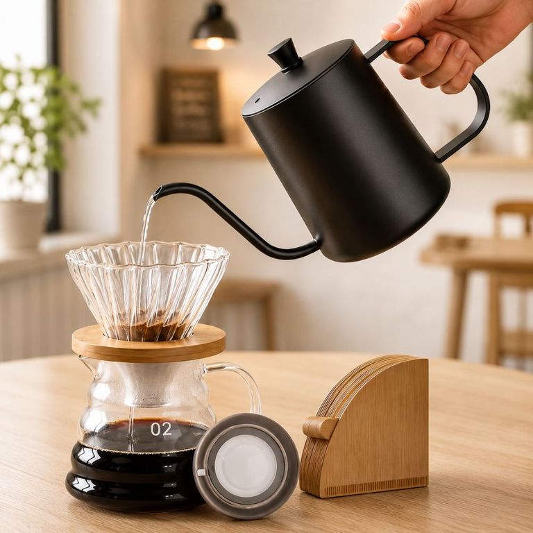 Pack cafetero Dripper + jarra 600 ml + Tetera cisne + filtro papel