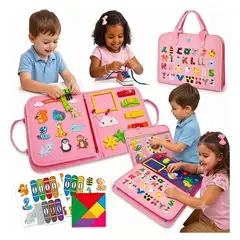 GENERICO - Juego Libro Didáctico Montessori De Actividades Sensoriales Rosa