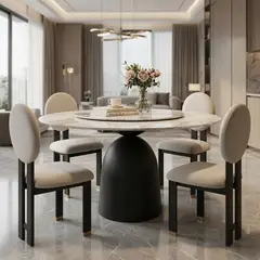 TU MESITA - Juego de comedor minimalista Andrea 4 sillas Negro Blanco