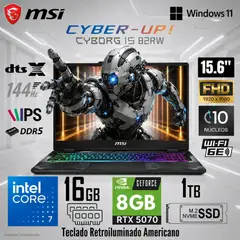 Msi - Laptop Cyborg 15 B2RWGKG-409US Intel® Core™ 7 240H 16GB RAM 1TB SSD RTX™ 5070-8GB