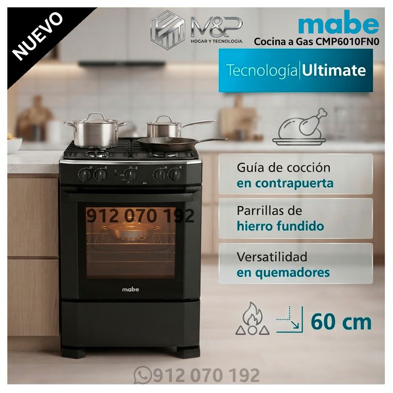 Cocina a Gas 60 cm Negro CMP6010FN0