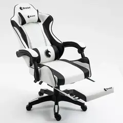 DREIZT - Silla Gamer Ergonómica Shine Series Blanco Posapies Reclinable