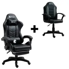 DREIZT - COMBO SILLAS GAMER SHINE SERIES NEGRO + PLAY SERIES NIÑO NEGRO