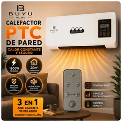 OEM - Mini Climatizador de Pared 3 en 1 1800W Aire Caliente Ventilador Control Remoto Diseño Compacto