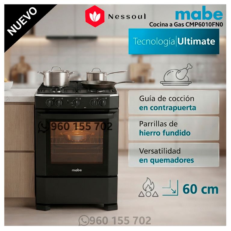 Cocina a Gas 60 cm Negro CMP6010FN0