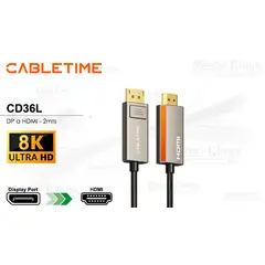 CABLETIME - Cable DisplayPort a HDMI CD36L 2m 8K 60Hz