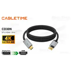 CABLETIME - Cable DisplayPort a HDMI CD30N 3m 4K 60Hz