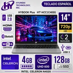 HYUNDAI - Laptop Hybook Plus Intel Celeron N4020 4GB RAM 128GB SSD 14" HD WIN 11 - Gris HT14CC1C46SG