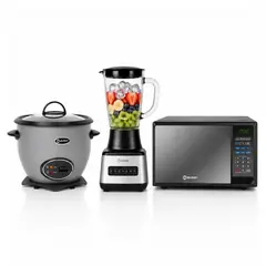 MIRAY - Combo Olla Arrocera Gris 1.5L + Licuadora 1.5L + Horno Microondas 20L