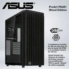 ASUS - CASE MID TOWER PROART PA401 WOOD EDITION BLACK