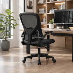CAPRE - Silla Ergonómica de Oficina con Respaldo de Malla Giratoria Ajustable Negra