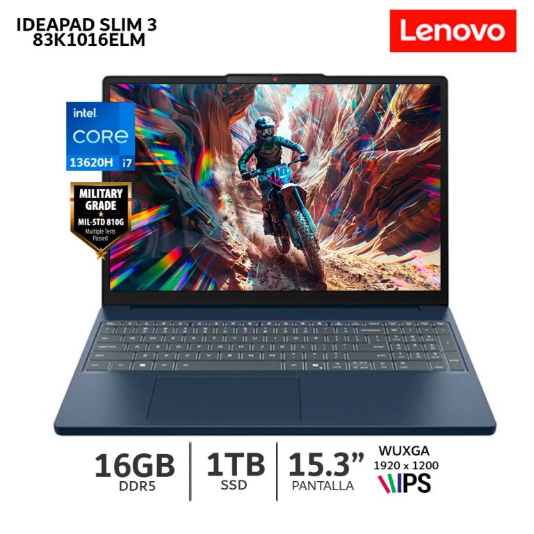 Laptop IdeaPad Slim 3 15IRH10 Ci7 13620H 16Gb Ram 1Tb SSD 15.3 WUXGA IPS-83K1016ELM