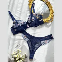 GENERICO - Set de Lencería azul para mujer S - NAVI