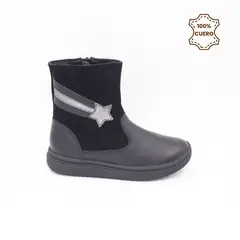 FAR WEST - Botines Niña Lia Cuero Negro