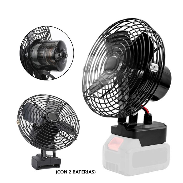 Ventilador Portátil Inalámbrico Recargable Con 2 Baterías Y Cargador Para Uso En Hogar Y Exteriores