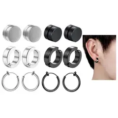 GENERICO - 12 Aretes Magneticos Falsos No Hueco De Mentira Iman