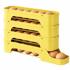 GENERICO - Organizador de Huevos 4 Niveles de Gran Capacidad Amarillo