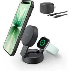 BELKIN - CARGADOR ULTRA CHARGE 2 EN 1 MAGNETICO PLEGABLE COLOR NEGRO 25W Qi2