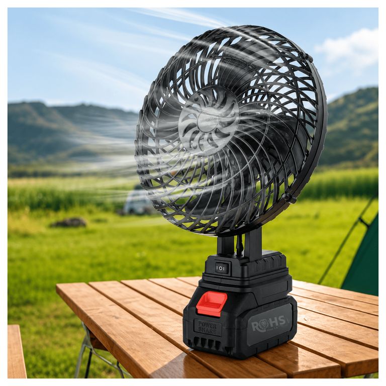 Ventilador Inalámbrico Recargable Portátil Con Batería De Litio Y Cargador