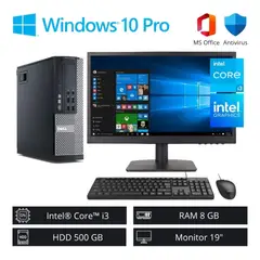 Dell - Computadora PC Optiplex Intel Core i3 3,40 GHz 8GB RAM 500GB HDD + Monitor 19” - Refurbished.