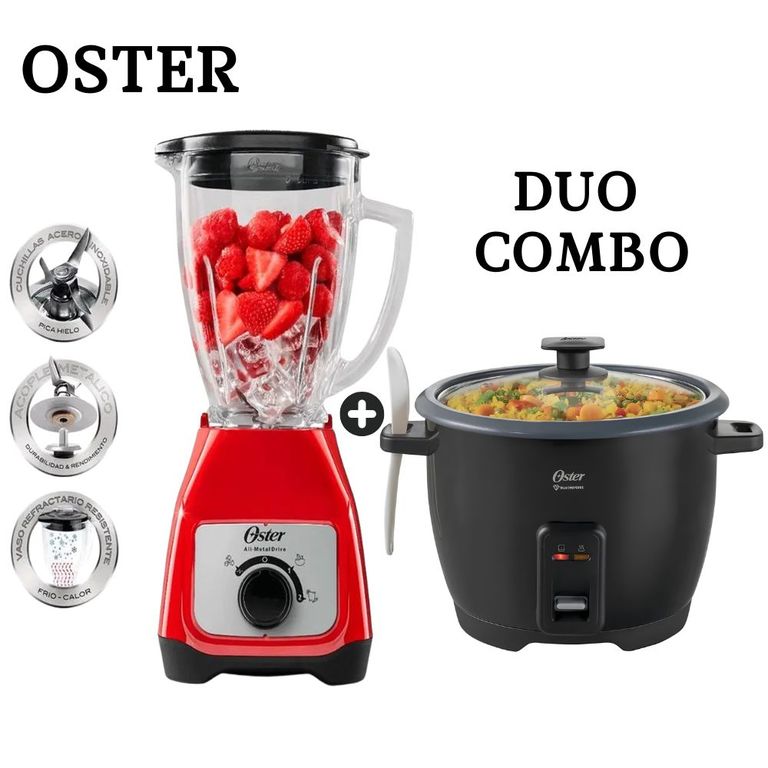 PACK Olla Arrocera 1.8 L + Licuadora Oster-BLSTKAGRRD -Rojo