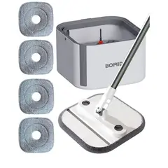 BOMIDI - Combo Trapeador Giratorio M20 Blanco + 2 Repuestos de Microfibra M20