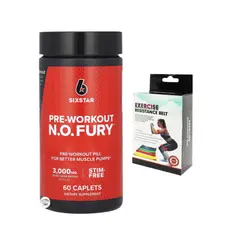 INSANE LABZ - PRE WORKOUT NO-FURY 60 CAPSULAS SIXSTAR - OXIDO NITRICO + ligas de resistencia