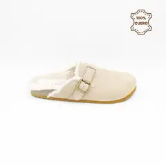 FAR WEST - Zuecos-Suecos Softly Hombre y Mujer Cuero Beige