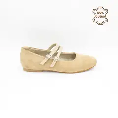 FAR WEST - Ballerinas Mujer Bruna Gamuza Pelle Beige