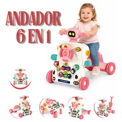 Bibi - Andador caminador para bebe 6 en 1 rosado