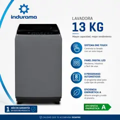 INDURAMA - Lavadora 13 kg Carga Superior LRI-13DGR Gris Oscuro