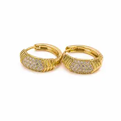 GENERICO - Aretes argolla pave dorados con zirconias