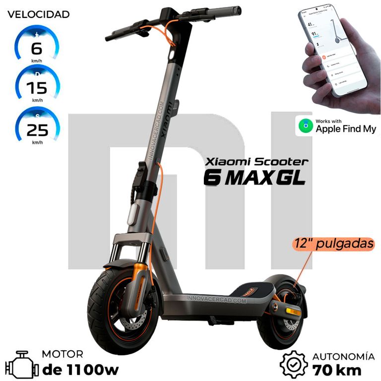 Scooter Electrico 6 MAX 25Kmh, 70Km, 1100W