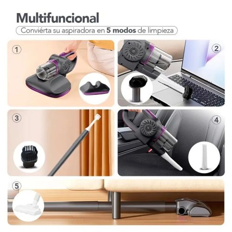 ASPIRADORA MULTIFUNCIONAL PORTÁTIL 5 EN 1 ANTIACAROS