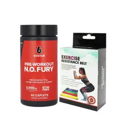 INSANE LABZ - PRE WORKOUT NO-FURY 60 CAPSULAS SIXSTAR - OXIDO NITRICO + ligas de resistencia